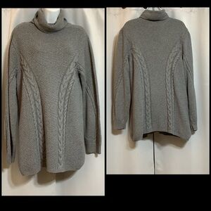 Bylyse Sweater Women’s Size XL Cable Knit Turtle Neck Cotton Model Camel Hair
